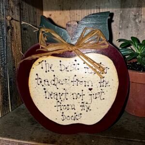 Handmade Wooden Apple Plaque 1997 | Teacher Gift Rustic Farmhouse Decor